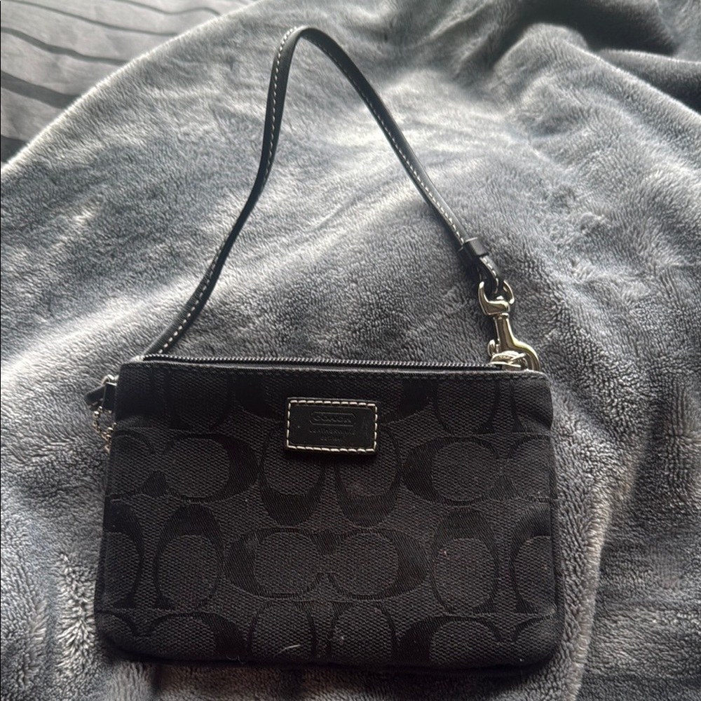 Coach Black Signature Clutch Wristlet